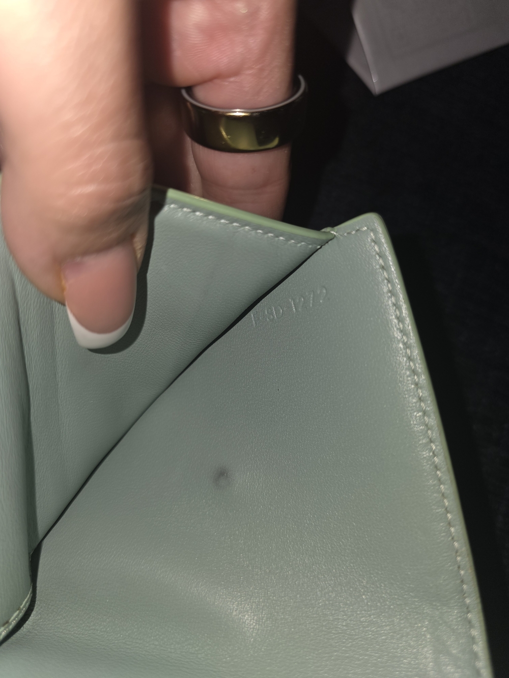 Celine Triomphe Embossed Croc Wallet in Light Green - Picture 8 of 16